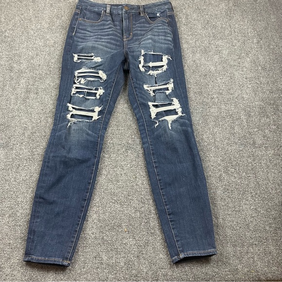 AMERICAN EAGLE Women’s Curvy Hi-Rise Jegging Next Level Stretch distressed sz 10 - Picture 3 of 9